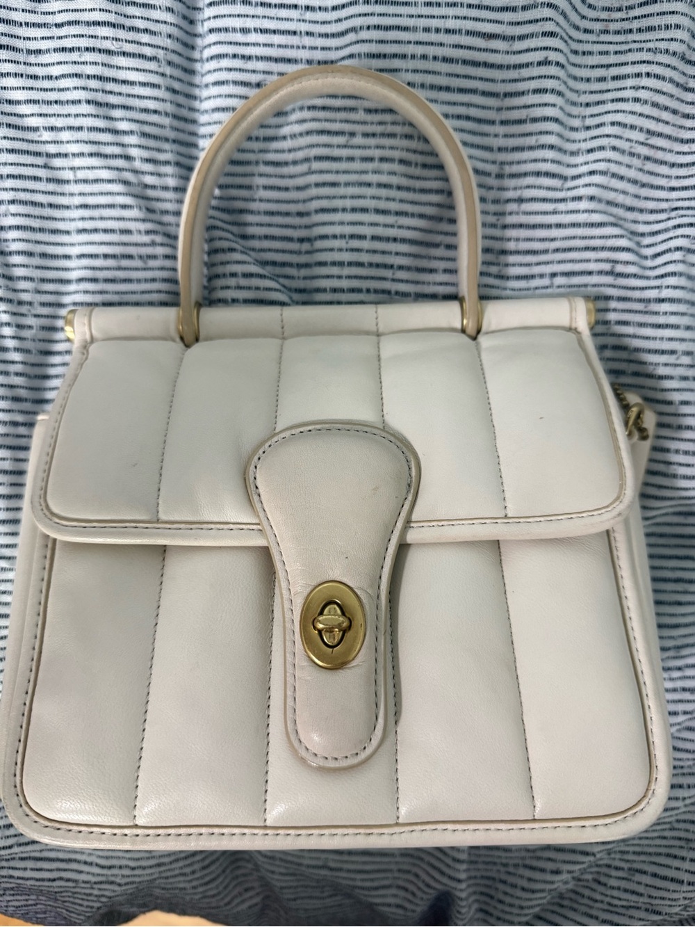 Coach Cream Quilted Leather Top-Handle Bag